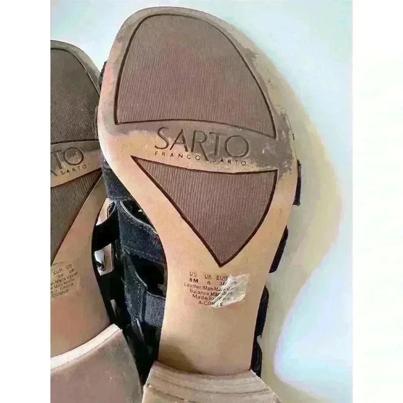 Franco Sarto Connie Black Gladiator Cage Sandals Women’s Size 8 High Heel - Picture 3 of 9